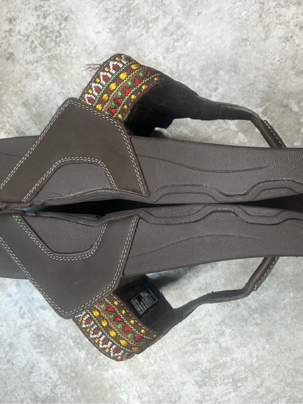 Skechers Tone-Ups Brown Boho Embroidered Thong Sandals Women’s Size 11 - Picture 10 of 14